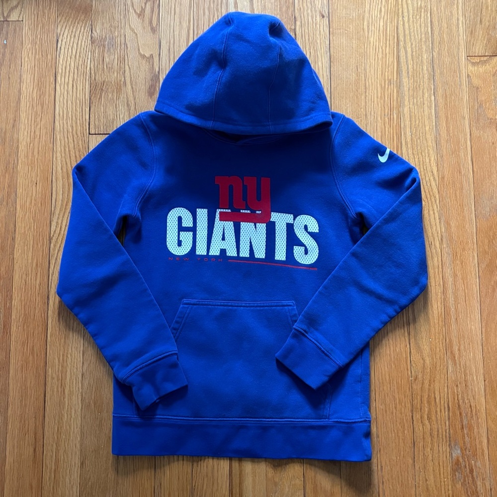 Nike Youth New York Giants Hoodie Medium 10-12 Blue Cotton Blend